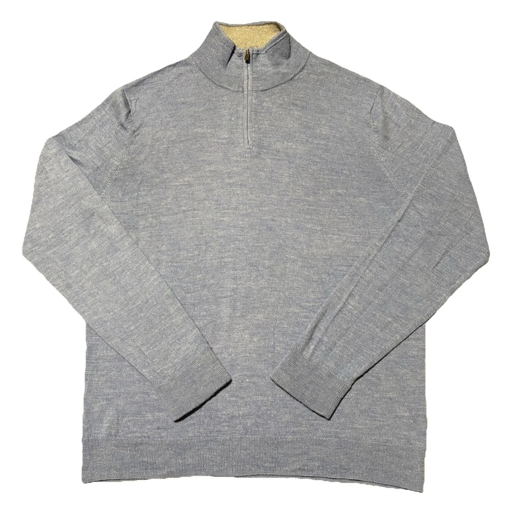 Merino Wool Quarter Zip Sweater Mens XL Blue Lightweight Knit Nordstrom Pullover